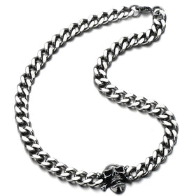 Men Stainless Steel Curb Chain Skull Necklace 30.3MM 22 inches