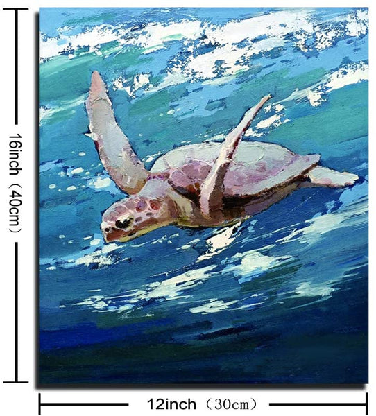 Sea Turtle Water Color Wall Art 12"x16" Framed