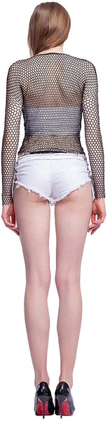 Women Gothic Long Sleeve Fishnet Top