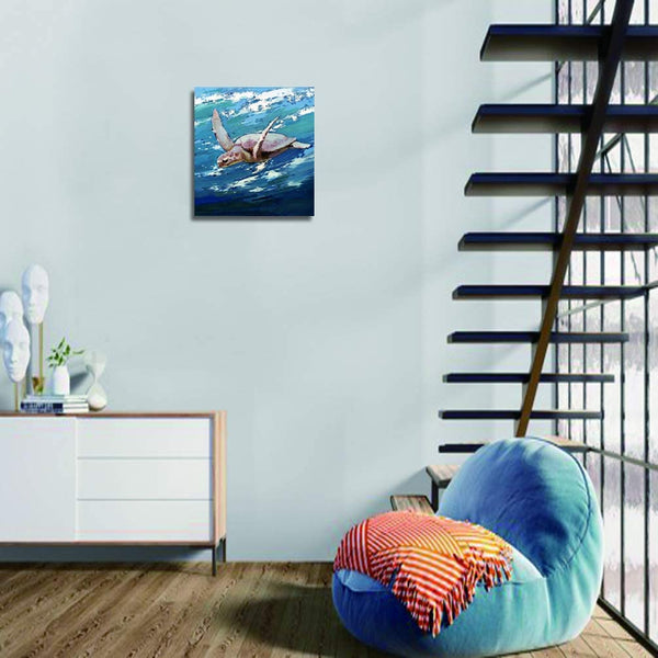 Sea Turtle Water Color Wall Art 12"x16" Framed