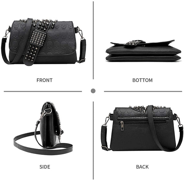 Gothic Skull Rivet Cross Body Bag