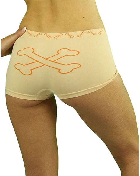 Women Nylon Stretch Skull & Crossbones Boyshorts
