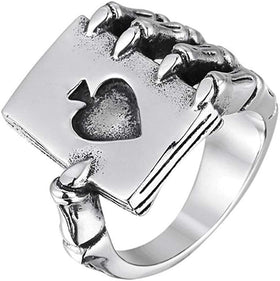 Death Claw Gothic Black Spade Casino Ring