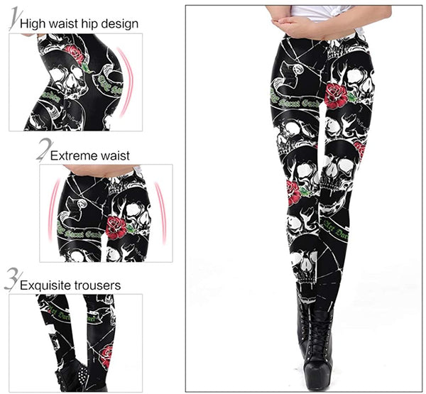 Skulls Rose Elastic Legging