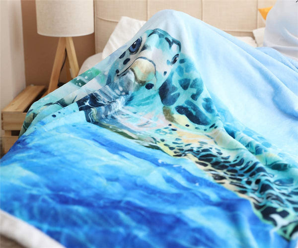Sea Turtle Blanket Throw Sherpa Blanket (50" x 60")