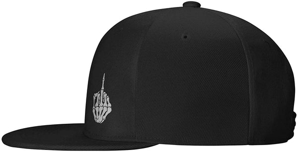 Adjustable Skull Mesh Middle Finger Snapback Hat