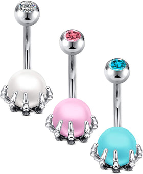 3PCS Skull Claw Belly Belly Button Rings