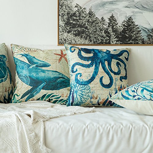Decorative Ocean Theme Pillow Cover 4 Pcs Set