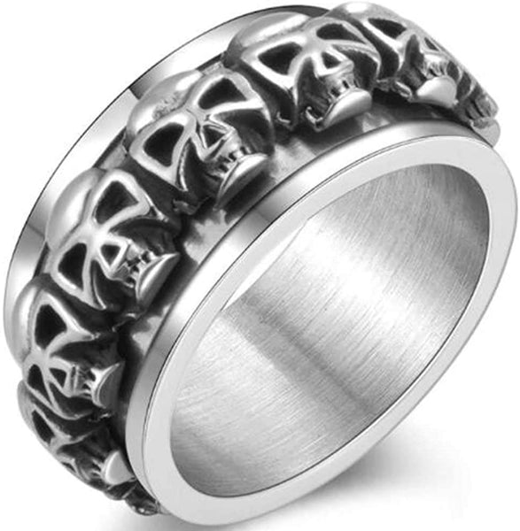 Skull 11mm Stainless Steel Rotating Spinner Gothic Skull