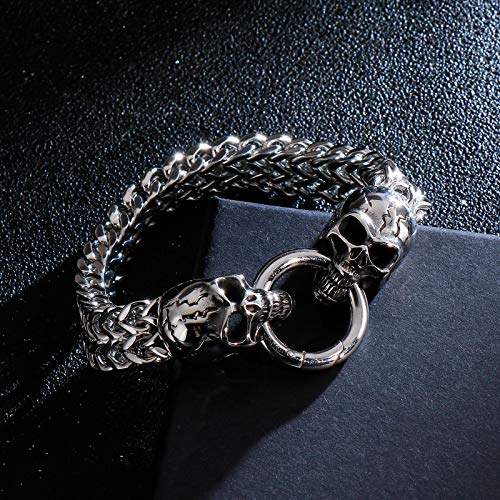 Men Stainless Steel Skull Head Bracelet