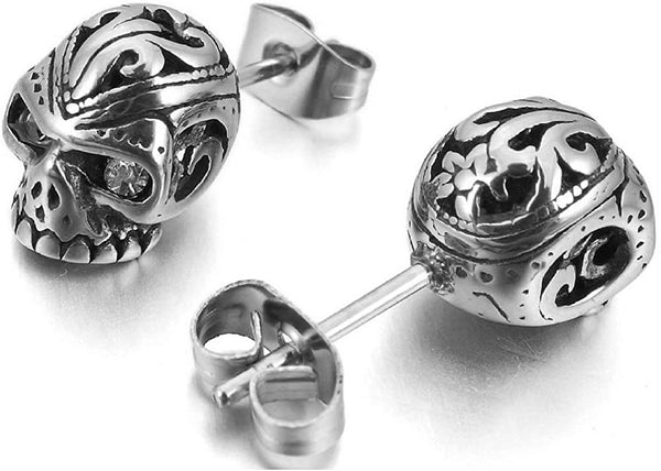 Stainless Steel Skull Stud Earrings