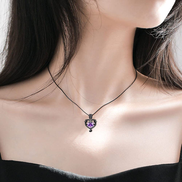 Gothic Skull Punk Heart Pendant Necklace