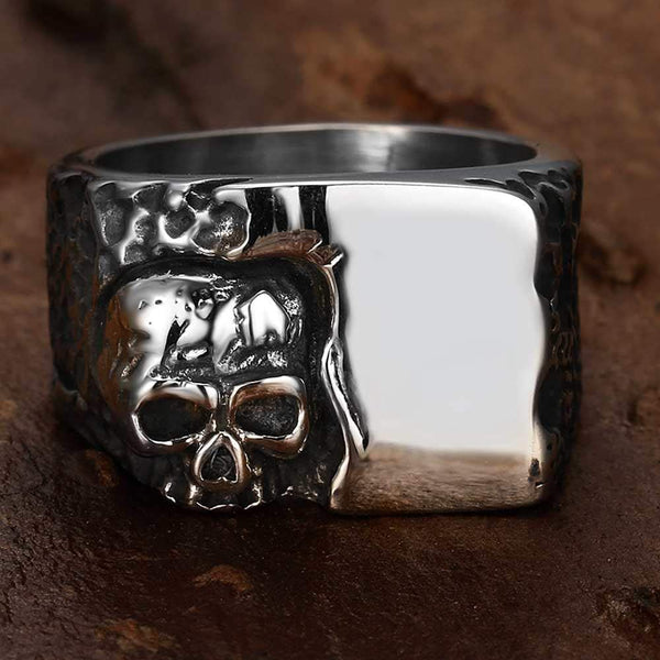 Stainless Steel Gothic Skull Signet Ring