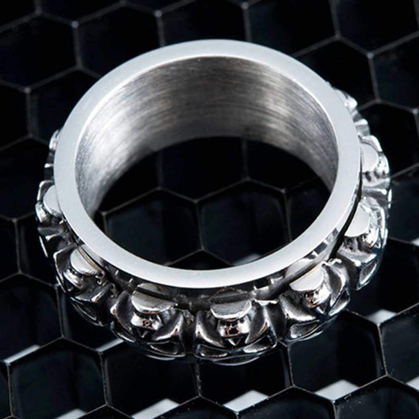 Stainless Steel Skull Heads Ring