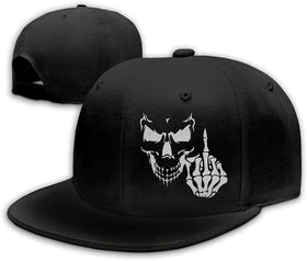 Unisex Adjustable Skull Middle Finger Snapback Hat