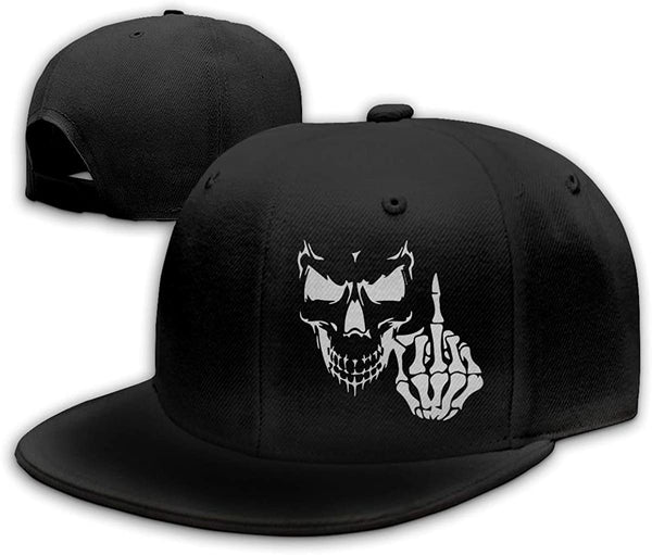 Unisex Adjustable Skull Middle Finger Snapback Hat