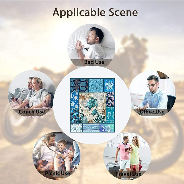 Sea Turtle Blanket Abstract Tortoise Sherpa Throw Blanket (51X59IN)