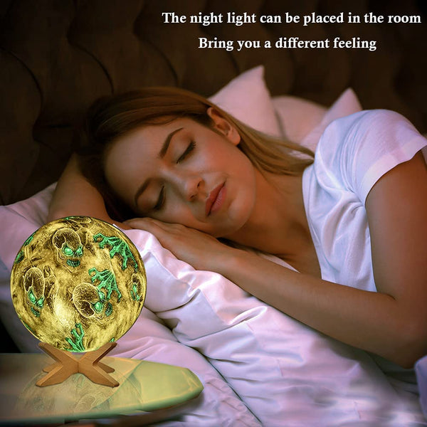 Skull Color Changing Moon Lamp (5.9 inch 16 Colors LED with Stand)