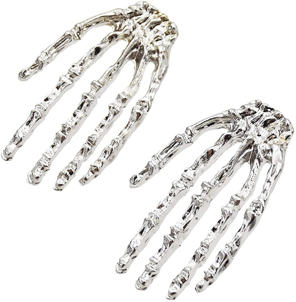 Gothic Skeleton Hand Skull Dangle Drop Earring Claw Palm Choker Necklace