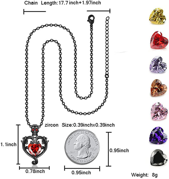 Gothic Skull Punk Heart Pendant Necklace