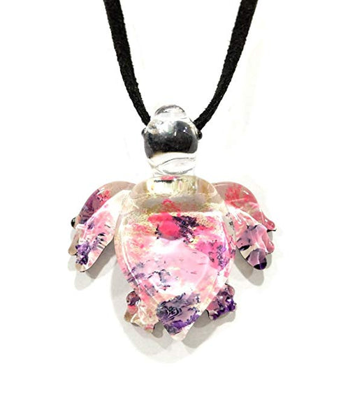 Handmade Ocean Sea Turtle Art Glass Pendant Necklace