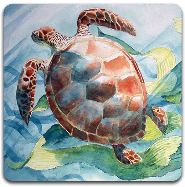 Watercolor Sea Turtle Square Coaster Set - Set of 4