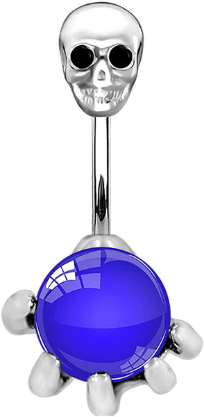 Surgical Steel Skull Navel Belly Button Ring