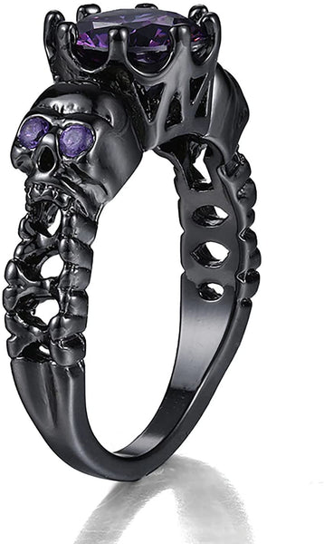 Purple Gemstone Skull Ring