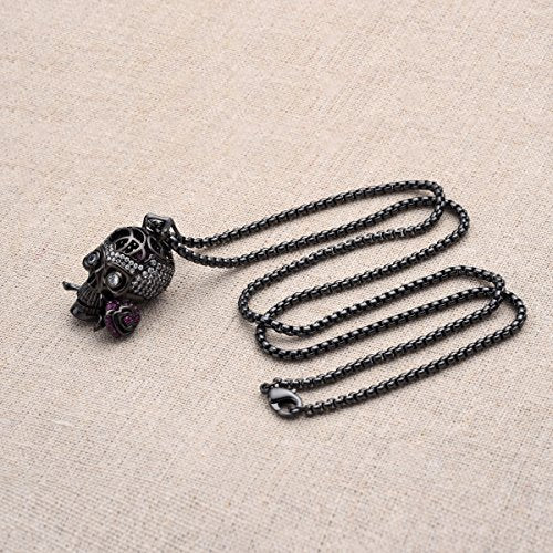 "Romance Forever" Skull & Rose Charm Unisex Pendant Necklace