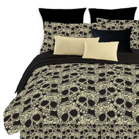 Reversible 3-Piece Modern Flower Skull Comforter Set