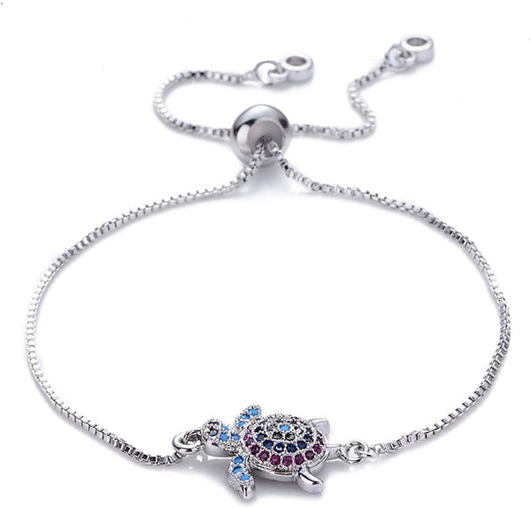 Sea Turtle Crystal Adjustable Charm Bracelet