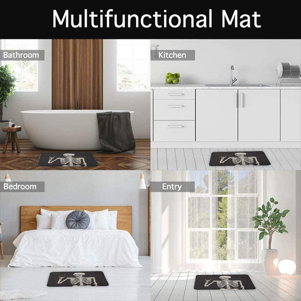 Non Slip Washable Skeleton Skull Floor Mat 18'' X 30''