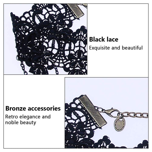 Gothic Floral Black Lace Choker