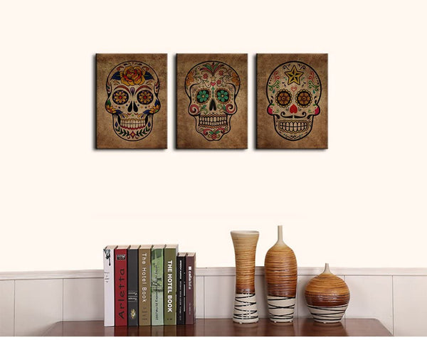 Day of The Dead Sugar Skull Canvas Wall Art Framed