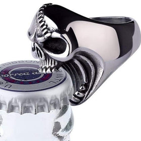 Stainless Steel Vintage Skull Bottle Opener Ring