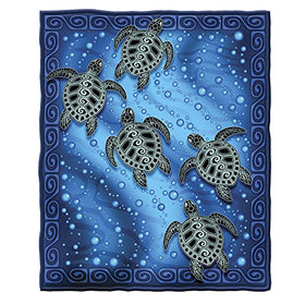 Tribal Sea Turtles Super Soft Plush Fleece Throw Blanket, 50x60