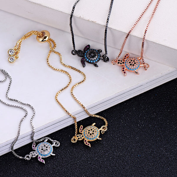 Sea Turtle CZ Zircon Adjustable Bracelet