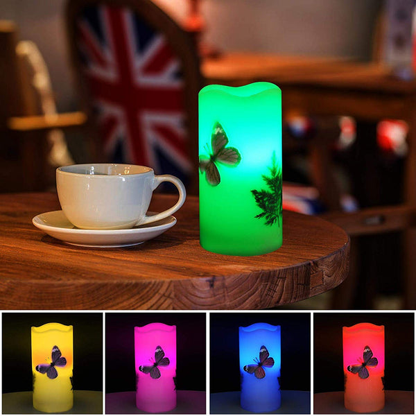 LED Flame-less Battery Operated 12 Color Changing Butterfly Candle