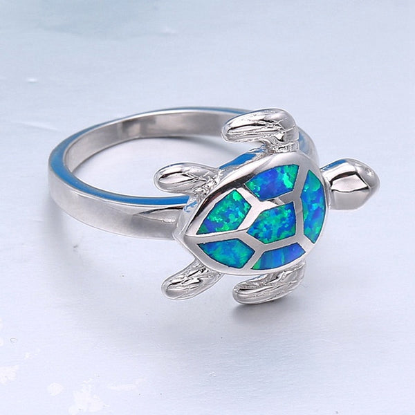 Opal Sea Turtle Pendant Earring Ring Set