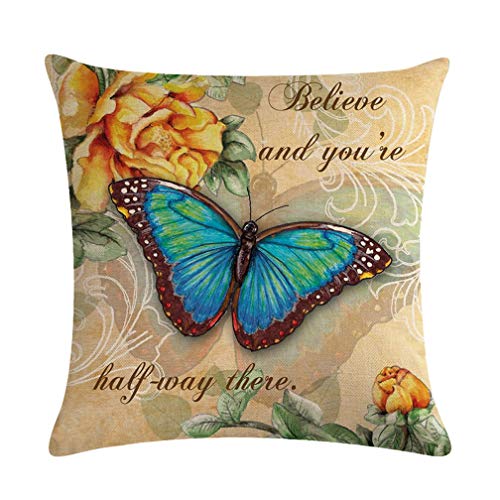 LOVE YOURSELF Butterfly Pattern Throw Pillow Covers 18”×18”, 4Pack