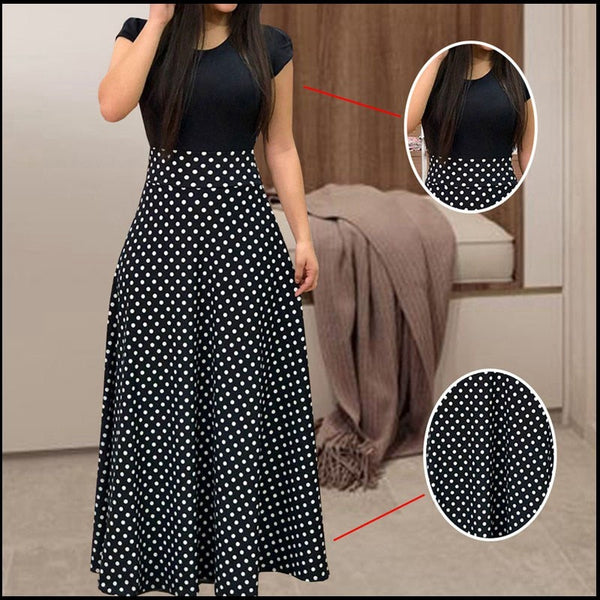 Fashion Black Elegant Short Sleeve Maxi Dress