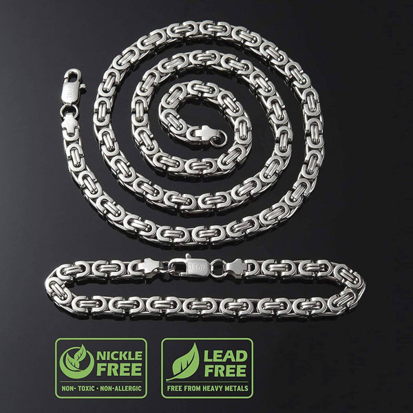 Men Stainless Skull Pendant Necklace Bracelet Set