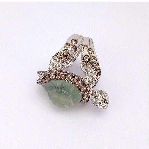 Vintage Green Zircon Turtle Ring