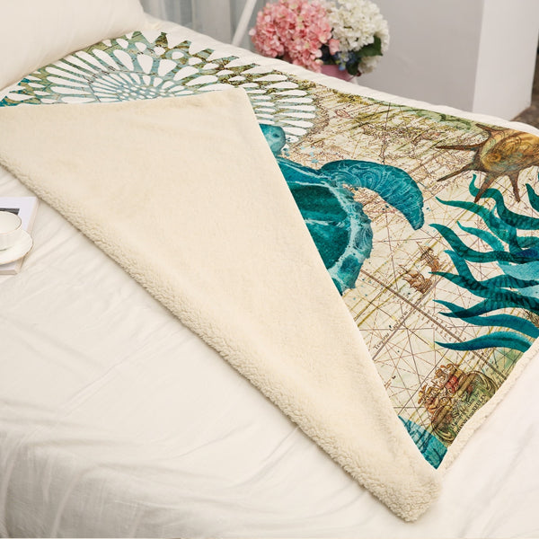 Soft Plush Sea Turtle Throw Blanket