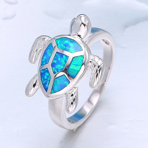 Opal Sea Turtle Pendant Earring Ring Set