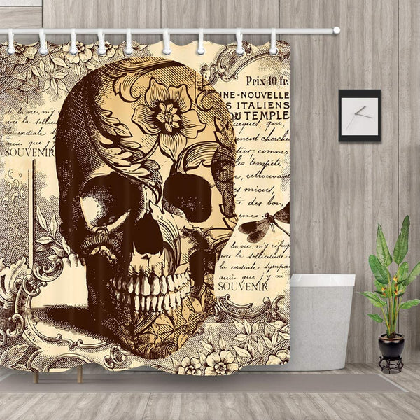 Skull Floral Shower Curtain