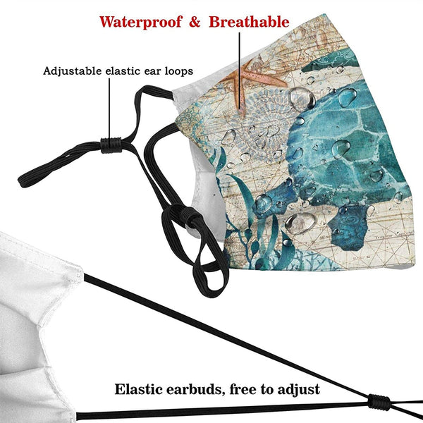 Sea Turtle Face Cover Protection with Filter Pocket
