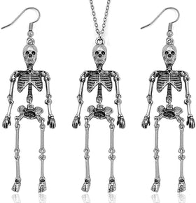 Skeleton Necklace Earrings Set for Women