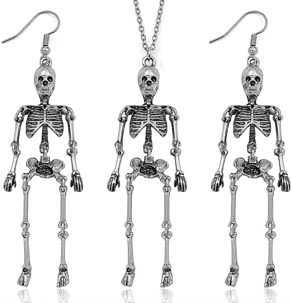 Skeleton Necklace Earrings Set for Women