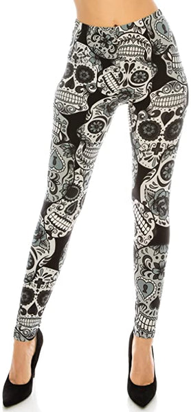 Skull Pattern Ultra Soft Elastic High Waisted Leggings